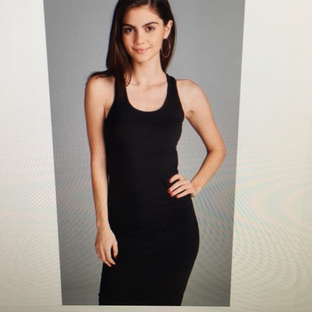 Last one-Black Racerback Midi Dress Small - Picture 2 of 3